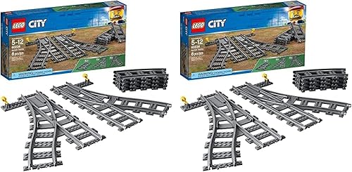 LEGO City Trains Switch Tracks 60238 - Juego de juguetes de construcción para niños, niños y niñas a partir de 5 años (8 piezas) (paquete de 2)