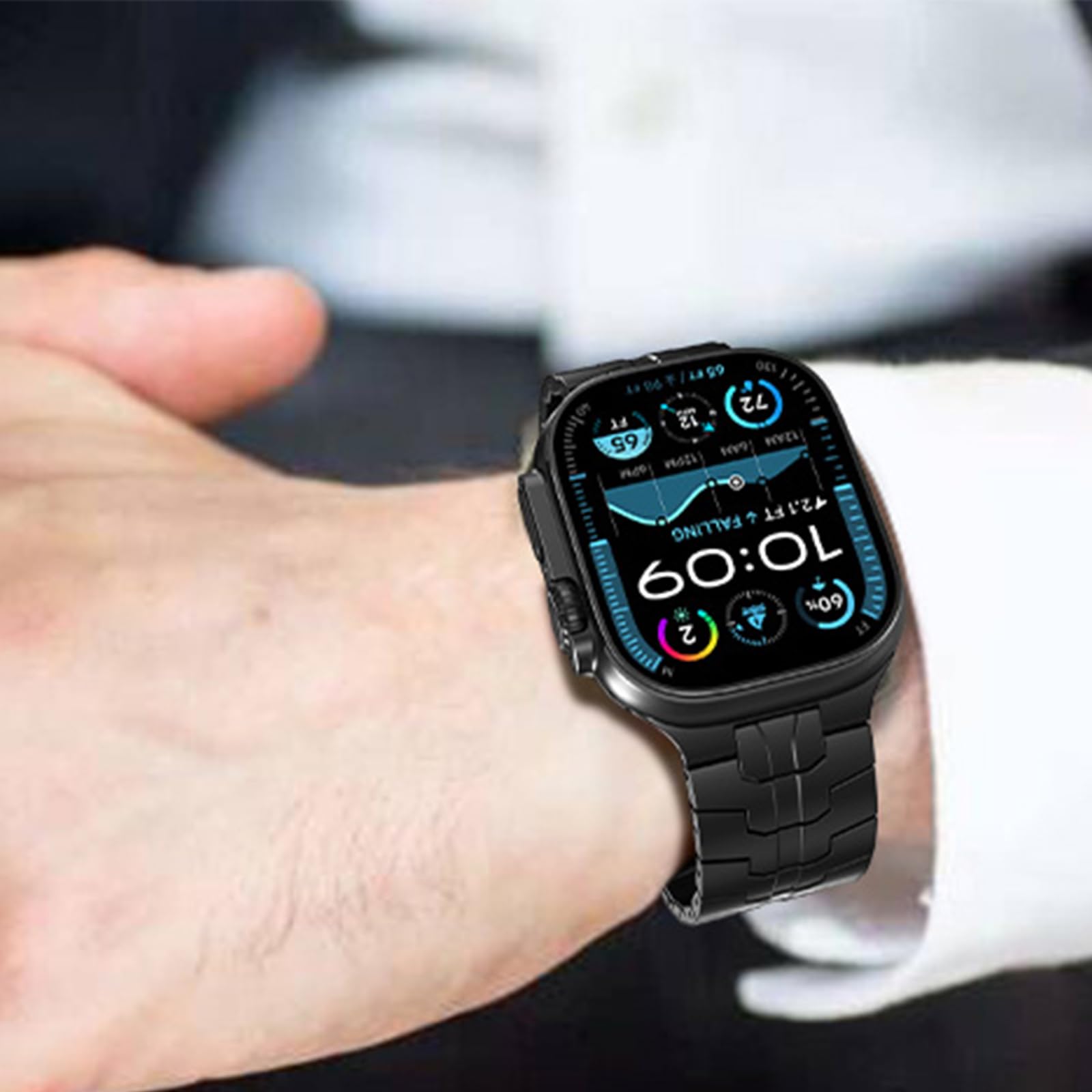 Blueshaweu Compatible avec Huawei Watch Fit 4 Pro - Bracelet de rechange en métal pour homme - Compatible avec Huawei Watch Fit 4 Pro, Fit 4, Fit 3