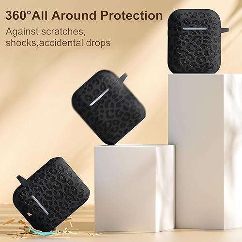 Miniatura 3 de Funda para Airpod y Leropard de 2 generación grabada compatible con Apple AirPods de 21 carga, bonita protección completa de silicona suave, LED