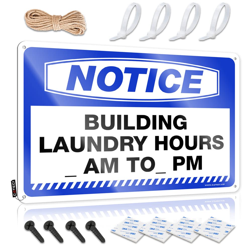 Bar Tin Signs Vintage Notice Building Laundry Hours_ Am To_ Pm Tin Sign Garage Tin Sign Garage Decor For Men(30X40CM)