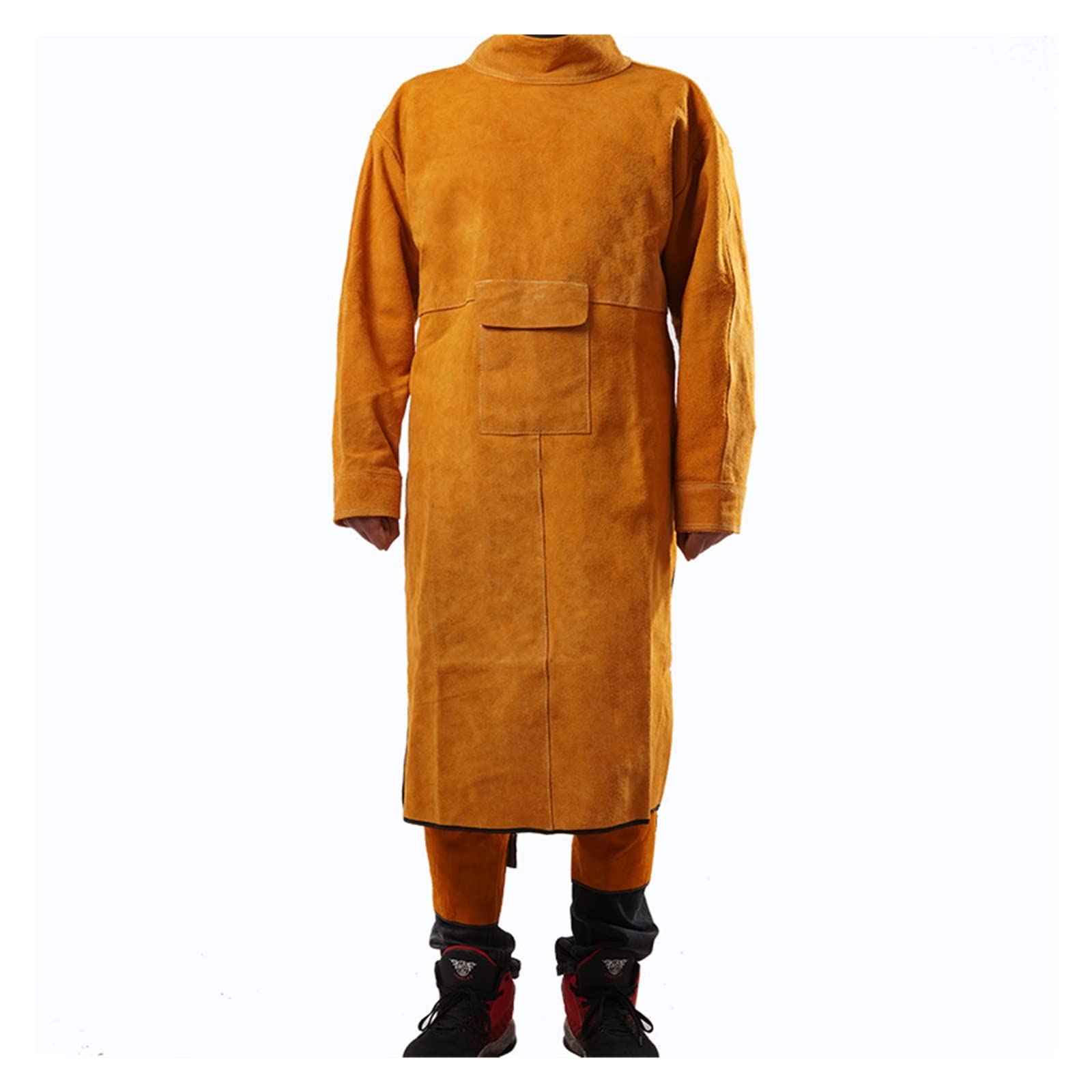 Équipement de Soudage Tablier de soudage en cuir avec manche, veste de soudage robuste, manteau de soudure résistant à la flamme de chaleur for hommes femmes