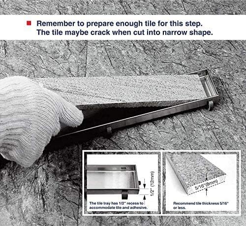 Neodrain 32-Inch Linear Shower Drain- with 2-in-1 Flat & Tile Insert Cover, 304 Stainless Steel Rectangle Shower Floor Drain,Floor Shower Drain with Adjustable Leveling Feet, Hair Strainer
