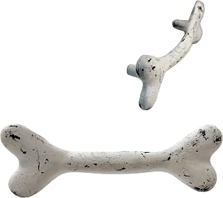 4"- Dog Bone Handle - Vintage Style Decor - Barn Door, Gate, Drawer and Cabinet Pull, Classic Iron Made Country Farmhouse pulls Black White Color- HN-701 (2)