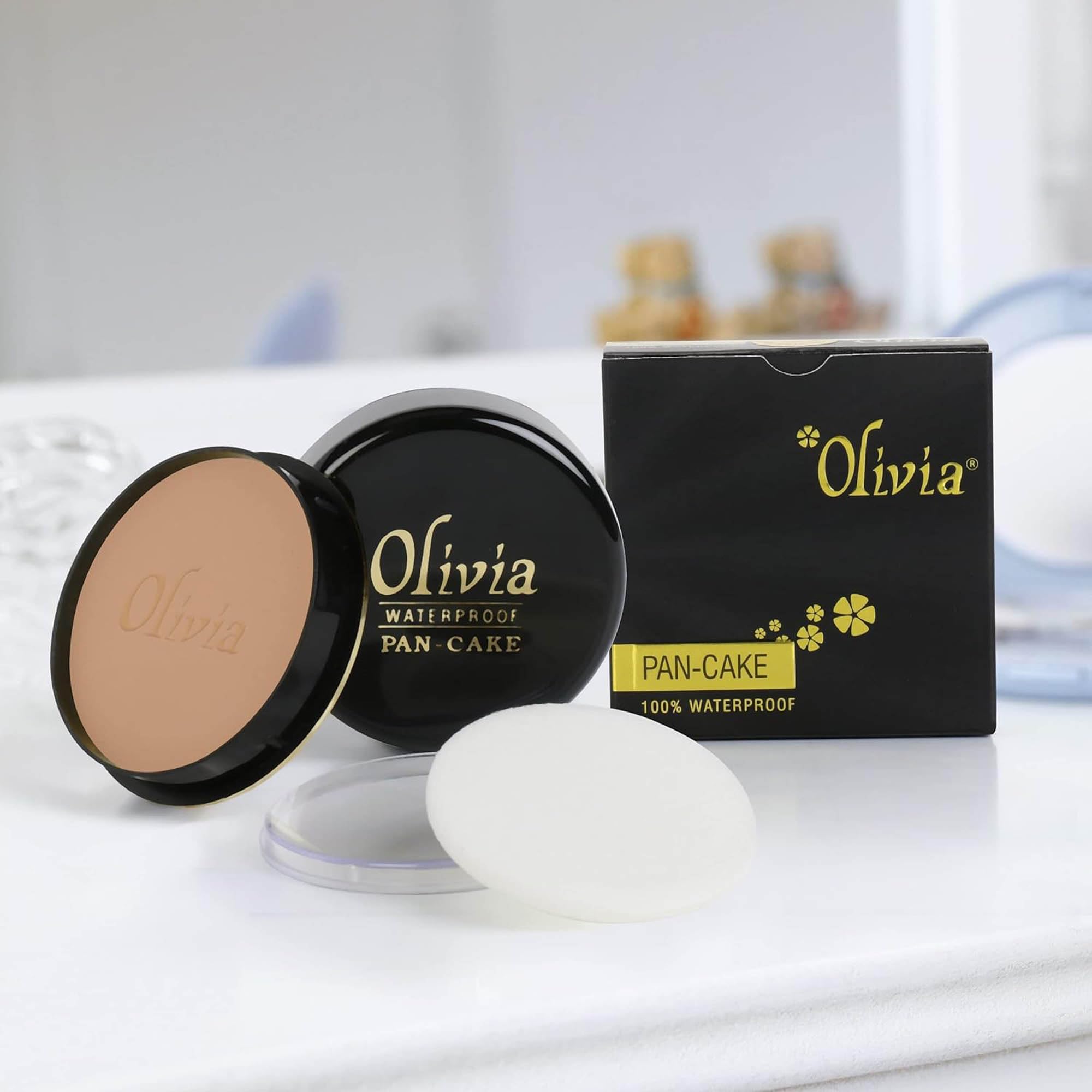 Olivia Pan Cake 100% Waterproof 25g | Full Coverage Makeup Base | Smudge-Proof & Sweat-Resistant | Long-Lasting Velvety Finish | Hides Blemishes | For All Skin Types | Natural Honey - 24 - Image 7 thumbnail