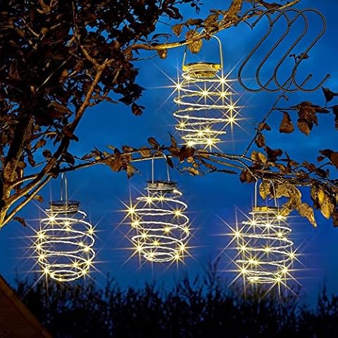 4pcs Spiral Solar LED Lanterns for Garden Decor Cover