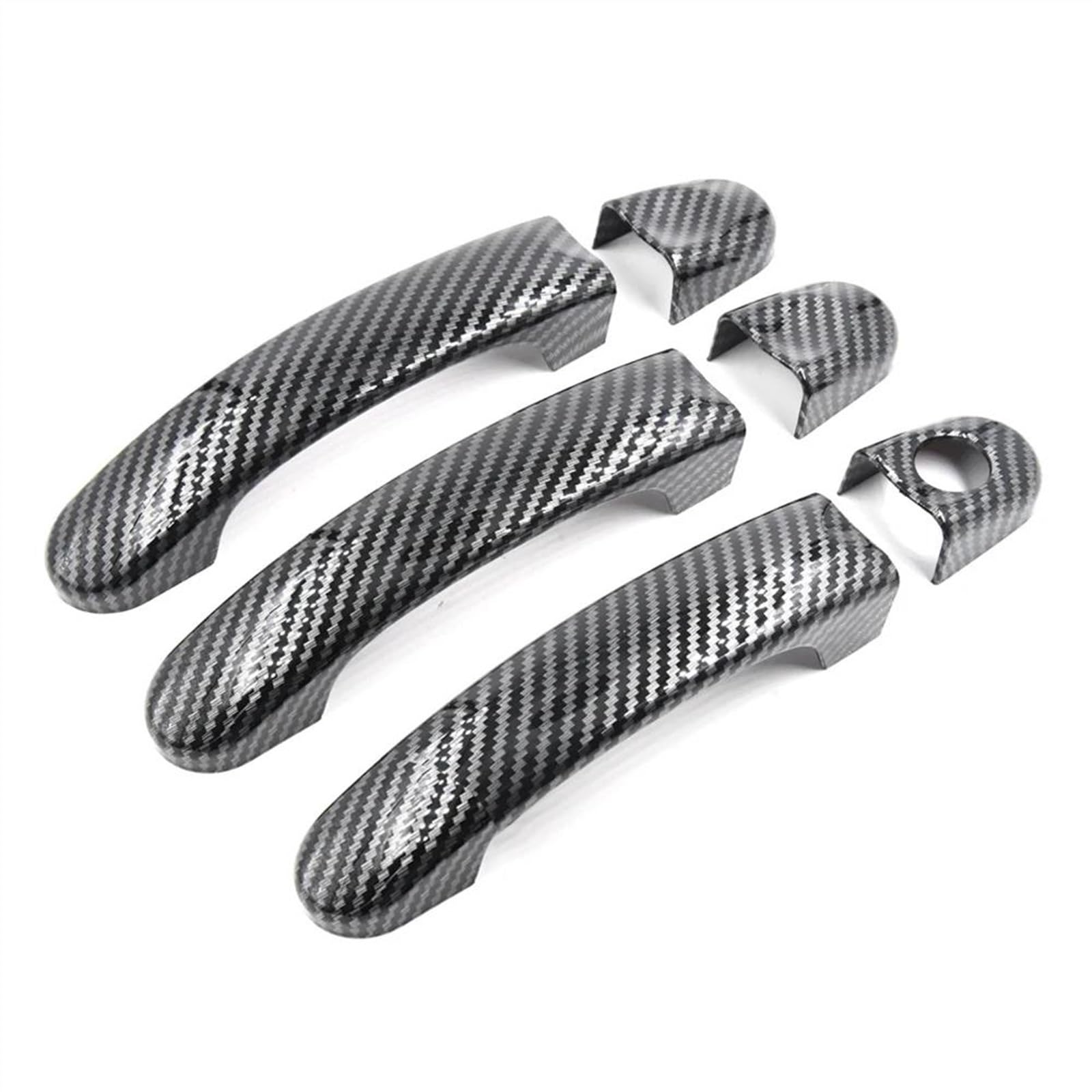 KJHOPY Gloss Black/Carbon Fiber Car Door Handle Cover Trim for T5 T6 Transporter for Caravelle for Caddy Van Exterior Door Handle(Carbon)