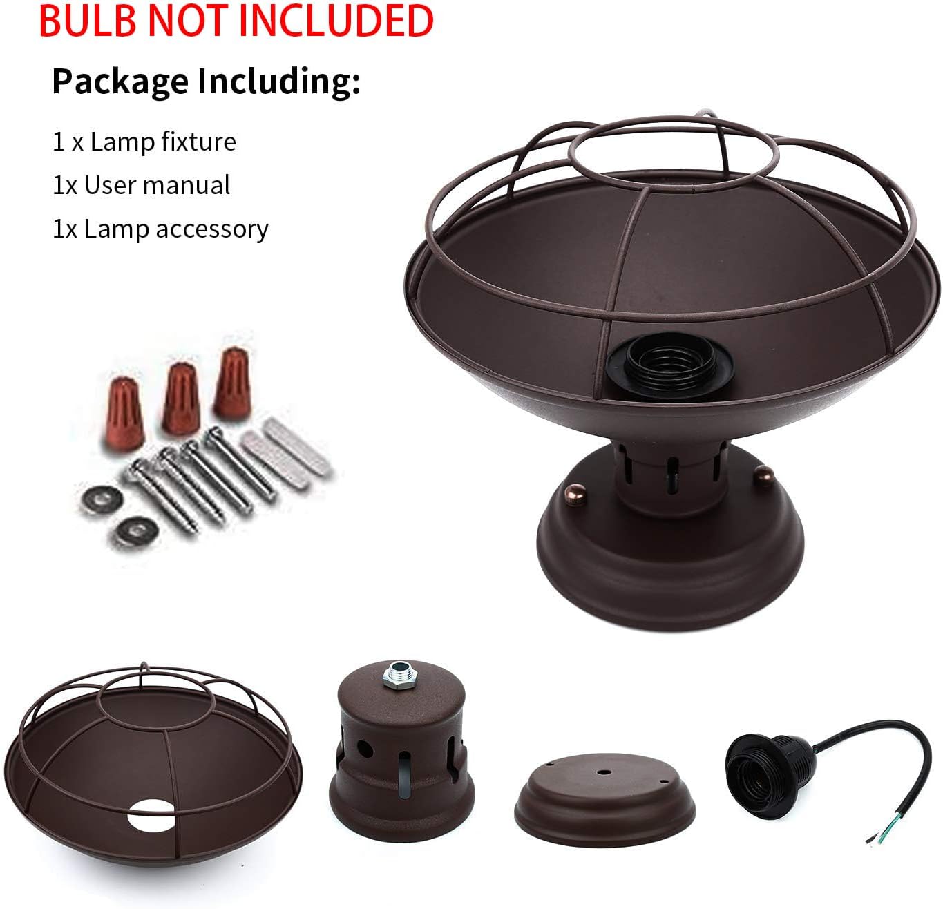 Farmhouse Flush Mount Ceiling Light - Easric Industrial Ceiling Light Fixture Rustic Copper Metal Cage Close to Ceiling Lamp E26 Base for Hallway Foyer Kitchen Porch Bronze