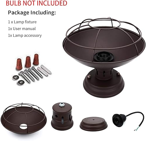 Miniatura 4 de FRIDEKO HOME Paquete de 2 lámparas de techo industriales de montaje empotrado de granja, lámpara de techo rústica de cobre y metal, lámpara de techo