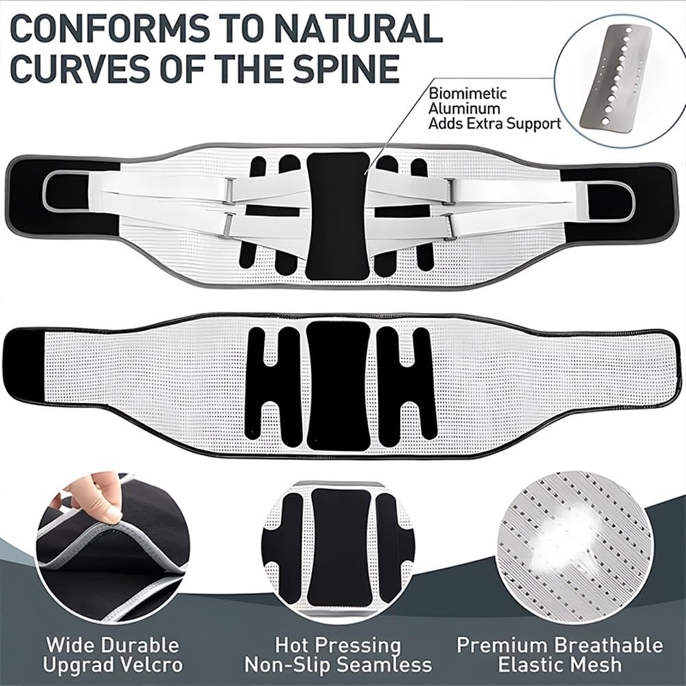 Cinturón de Soporte Lumbar, Faja ortopédica para Hernia de Disco, Faja de descompresión Lumbar con área Grande de Aluminio para aliviar el Dolor de Espalda Baja y ciática(Black-XX-Large)