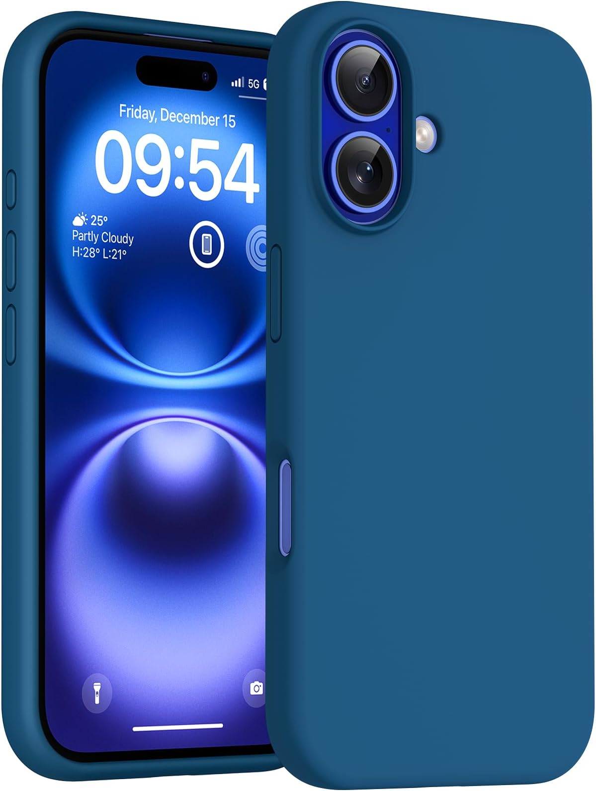 TOCOL Silicone for iPhone 16 Case 6.1-Inch, Liquid Silicone Multi-Color Slim Silky-Soft Touch Anti-Scratch Shockproof Protective Phone Cover, Midnight Blue