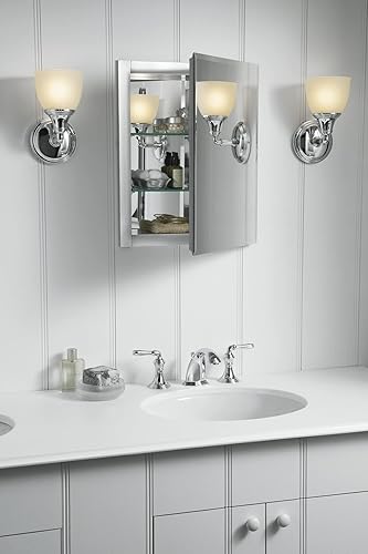 KOHLER Devonshire - Lámpara de tocador de baño, aplique de pared, posición hacia arriba o hacia abajo, listado UL, 1 luz, negro con borde de latón,