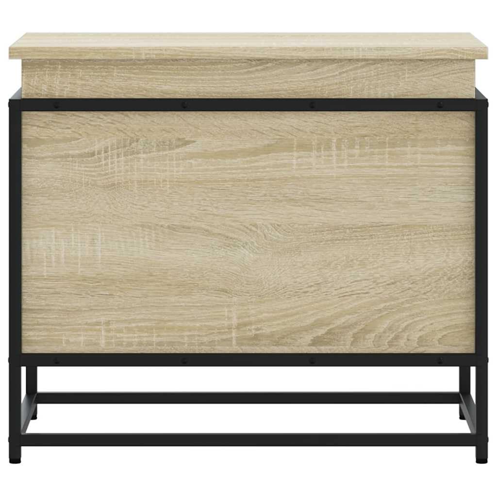 Aufbewahrungsbox mit Deckel 60x40x51,5 cm Sonoma-Eiche Holzwerkstoff Truhe Spielzeugkiste mit Metallgestell für Wohnzimmer