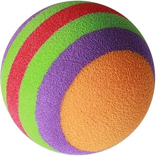 aqxreight 50 Uds. EVA Uso Ligero Práctica en Interiores Espuma a Rayas B Pelotas de Juguete Coloridas para Entretenimiento para Mascotas y Gatos O Azul Amarillo Verde/Bola a Rayas Estas