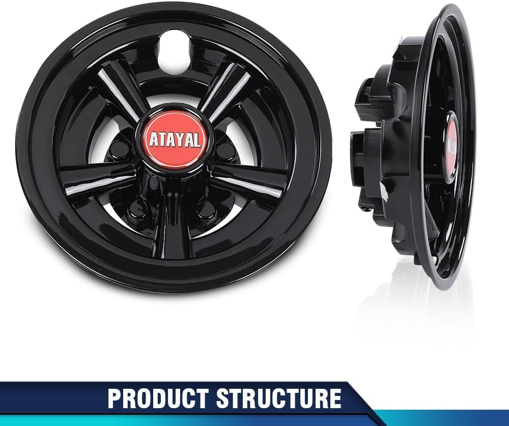 PIT66 8 Inch Golf Cart Wheel Covers Hub Caps Compatible with Ezgo, Yamaha, and Club Car Golf Carts. (Does NOT FIT EZGO RXV carts.) Set of 4 Wheel Center Cap Yamaha Accessories