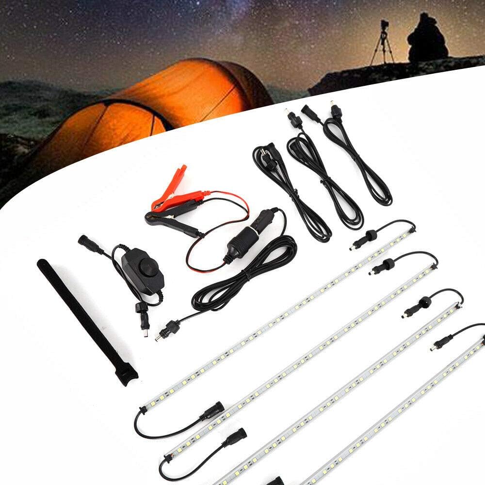 OUKANING Car LED Strip Lights 4 pcs 12V LED Car Strip Light Bars Camping Caravan Trailer Boat Strip Light White IP68