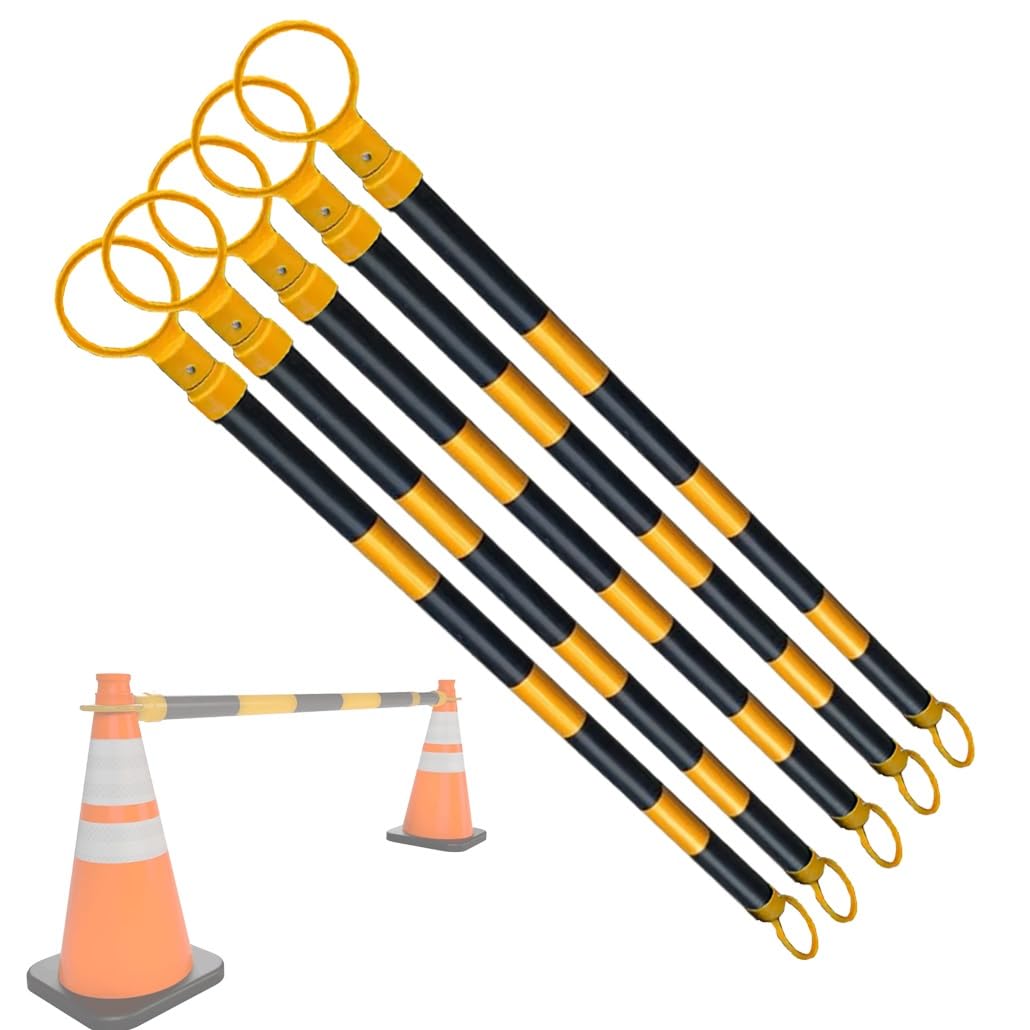 5 10 15 20 Packs Retractable Traffic Cone Bar，3.9-6.6' & 5.2-9.8' Expandable Parking Construction Safety Barrier Hard & Reflective for Warning Work Zones Events(1.2-2M,5pcs)