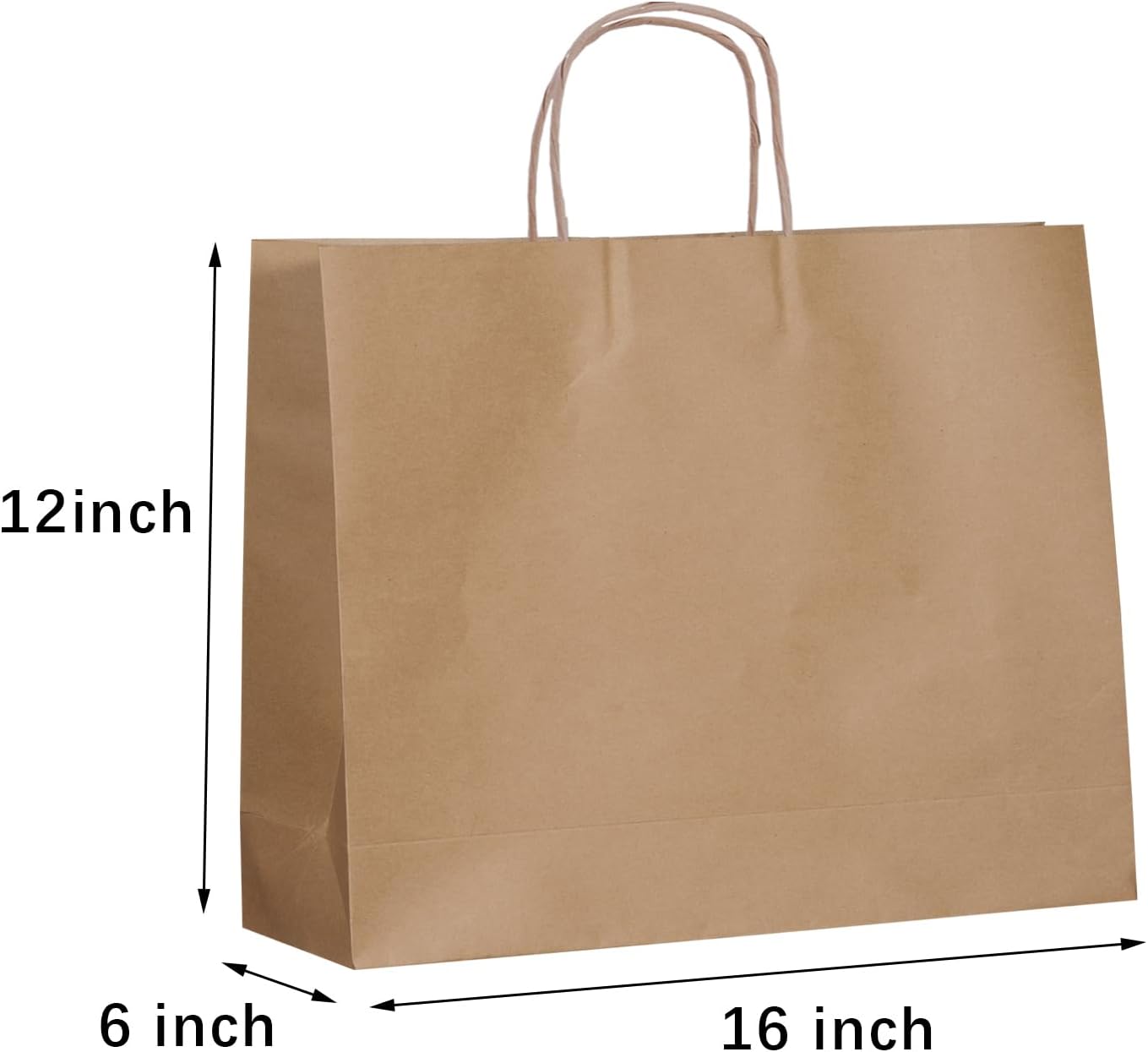 vanhel 100 PCS Large Paper Bags with Handles 16 x 6 x 12 Inches,Large Gifts Bags with Handles bulk, Shopping Bags, Party,Retail,Merchandise,Favor,Recyclable.