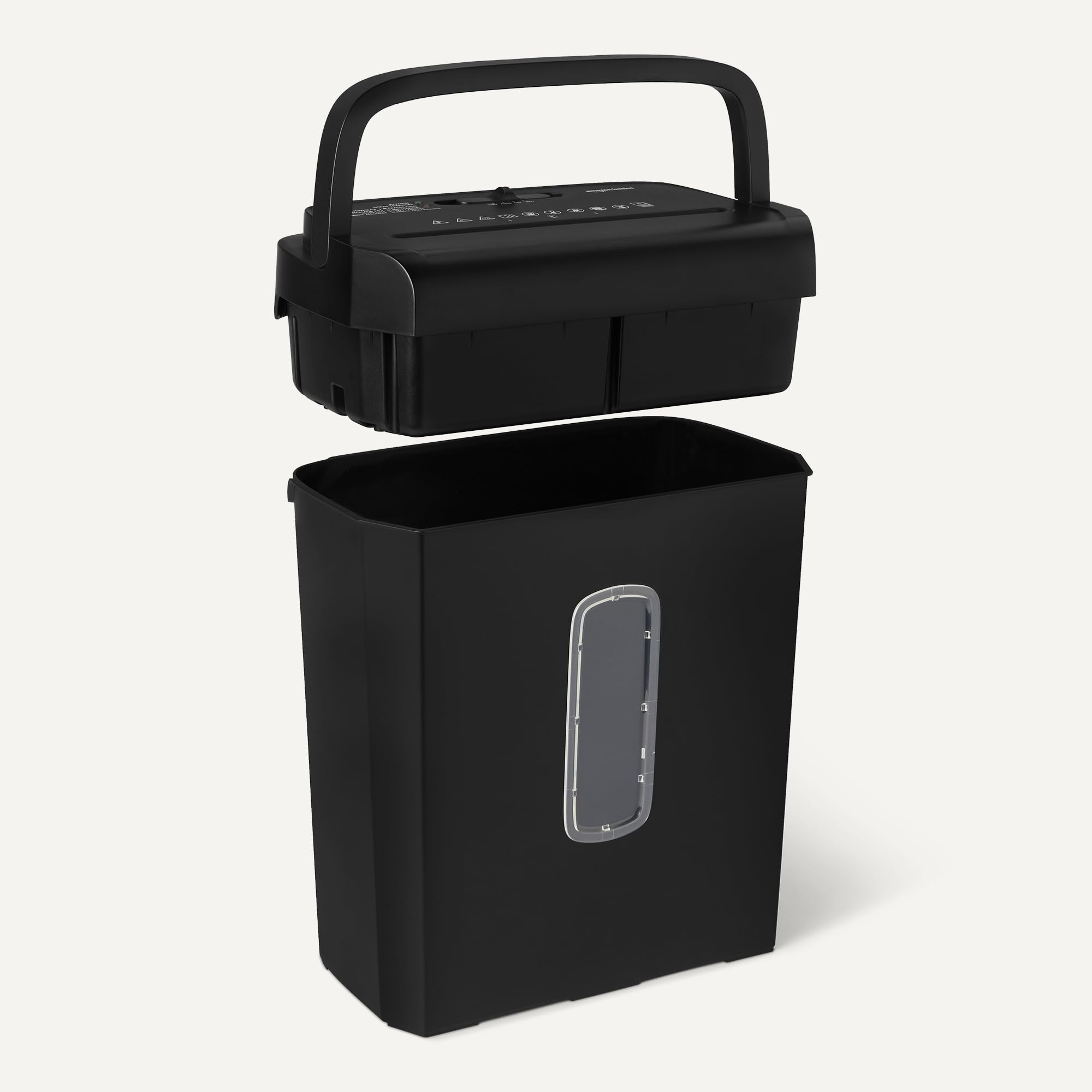 Amazon Basics Destructeur de Documents à Coupe Croisée pour 6 Feuilles et Destructeur de Cartes Bancaires, 14L, Noir