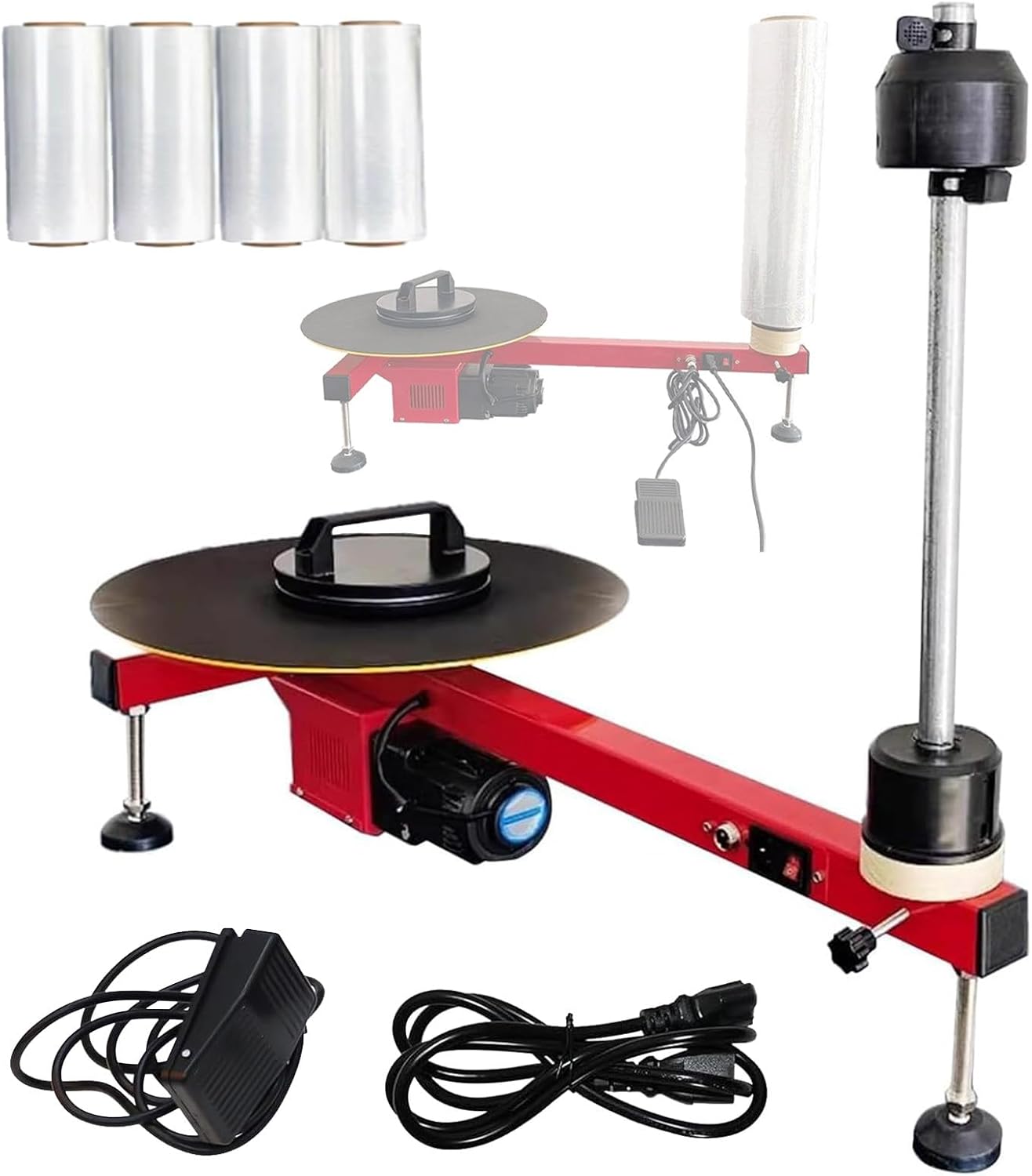 Electric Shrink Wrapping Machine, Pallet Packing & Wrap-Around Film Baler, Carton Stretch Film Dispenser with Foot Switch – 20cm Film for Efficient Packing Solutions