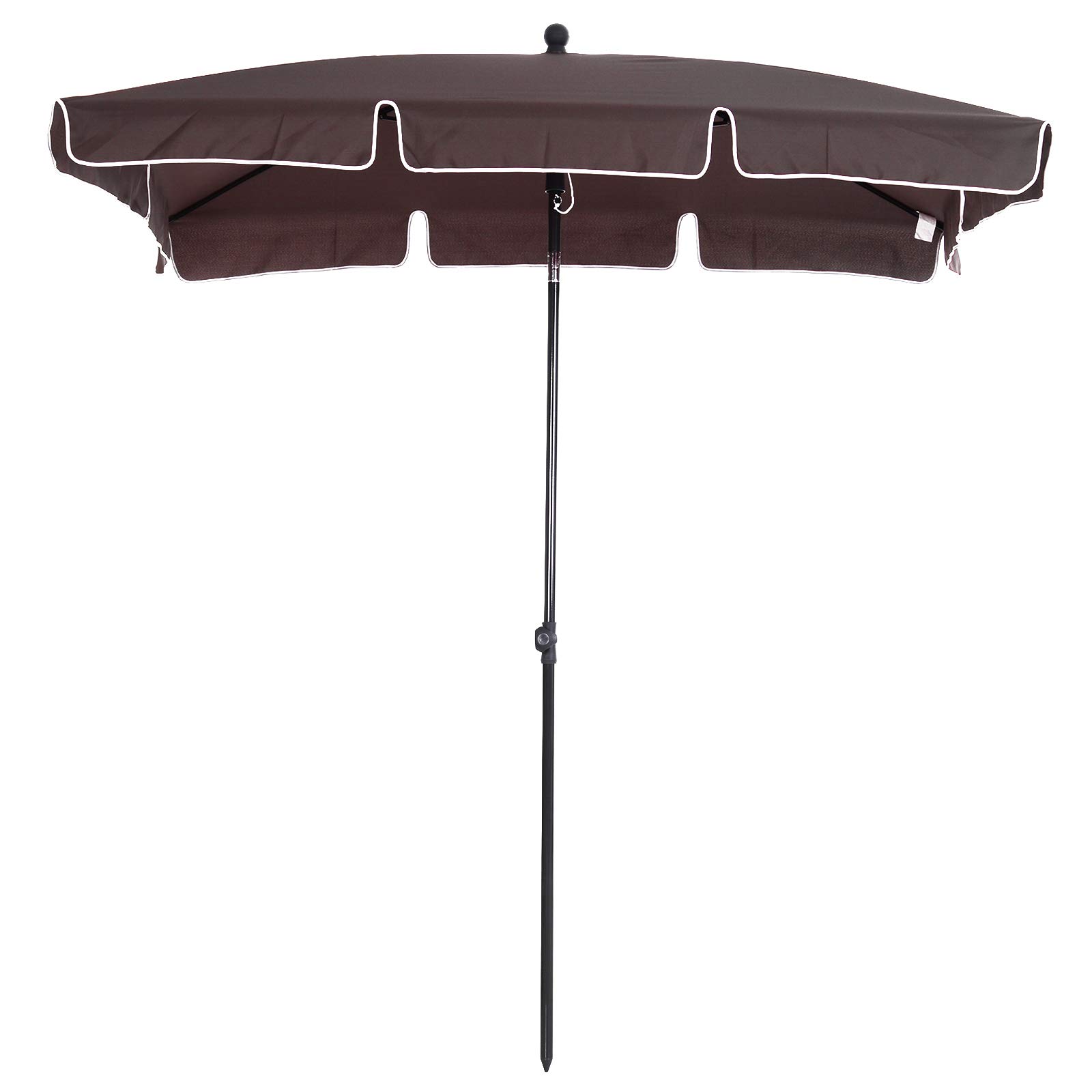 Outsunny Sombrilla de Jardín de Aluminio 198x130x245 cm Parasol de Jardín Rectangular con Función de Inclinación para Terraza Patio Exterior