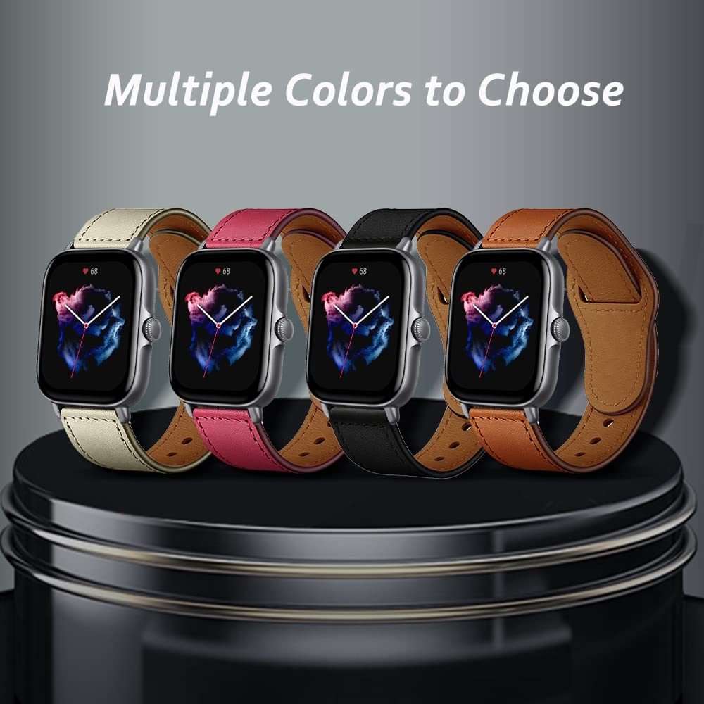 Leder-Armband Für Amazfit Smartwatches – Weiches Ersatzband Für Damen & Herren In Weiß