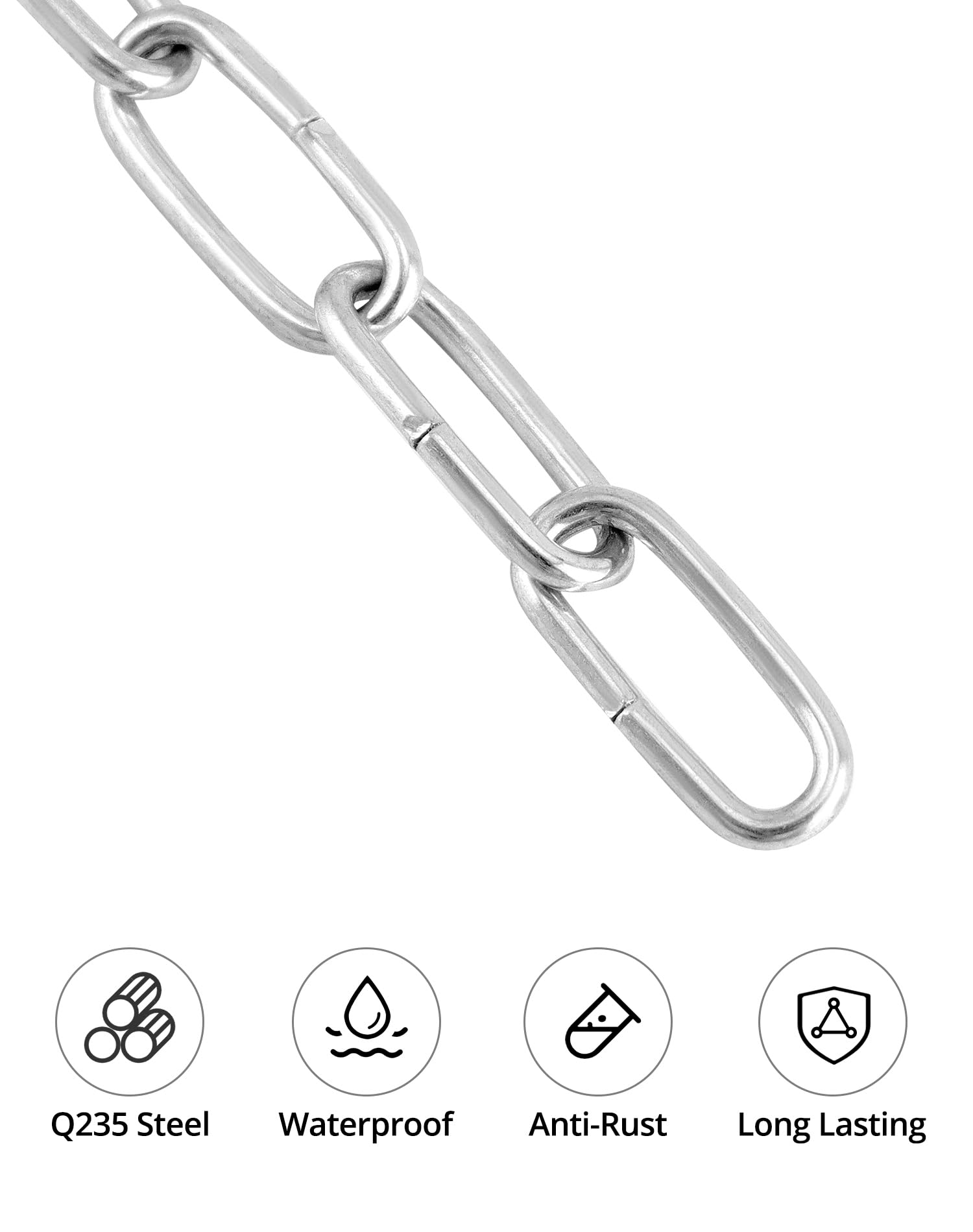 QWORK® Łańcuch ze stali ocynkowanej - Ø 2 mm - 5 m - odporny na rdzę - na sznurek do bielizny/wiszące rośliny/łańcuszek dla psa/zapięcie rowerowe/dekoracja DIY