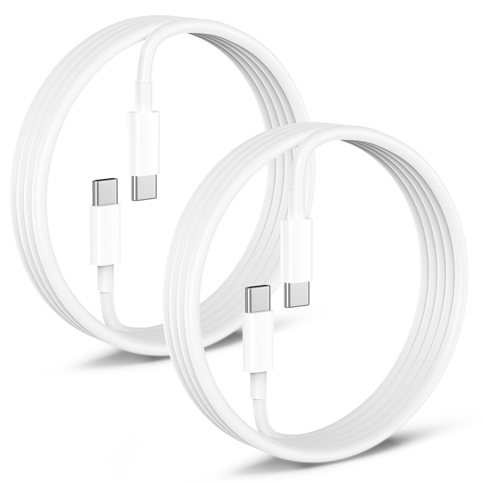 Cable USB C a USB C de 3 pies, paquete de 2 cables USB C a C de 3 A, cable de carga rápida Carplay tipo C a tipo C para iPhone 17, 16, 15 Pro Max, MacBook, Samsung Galaxy, color blanco