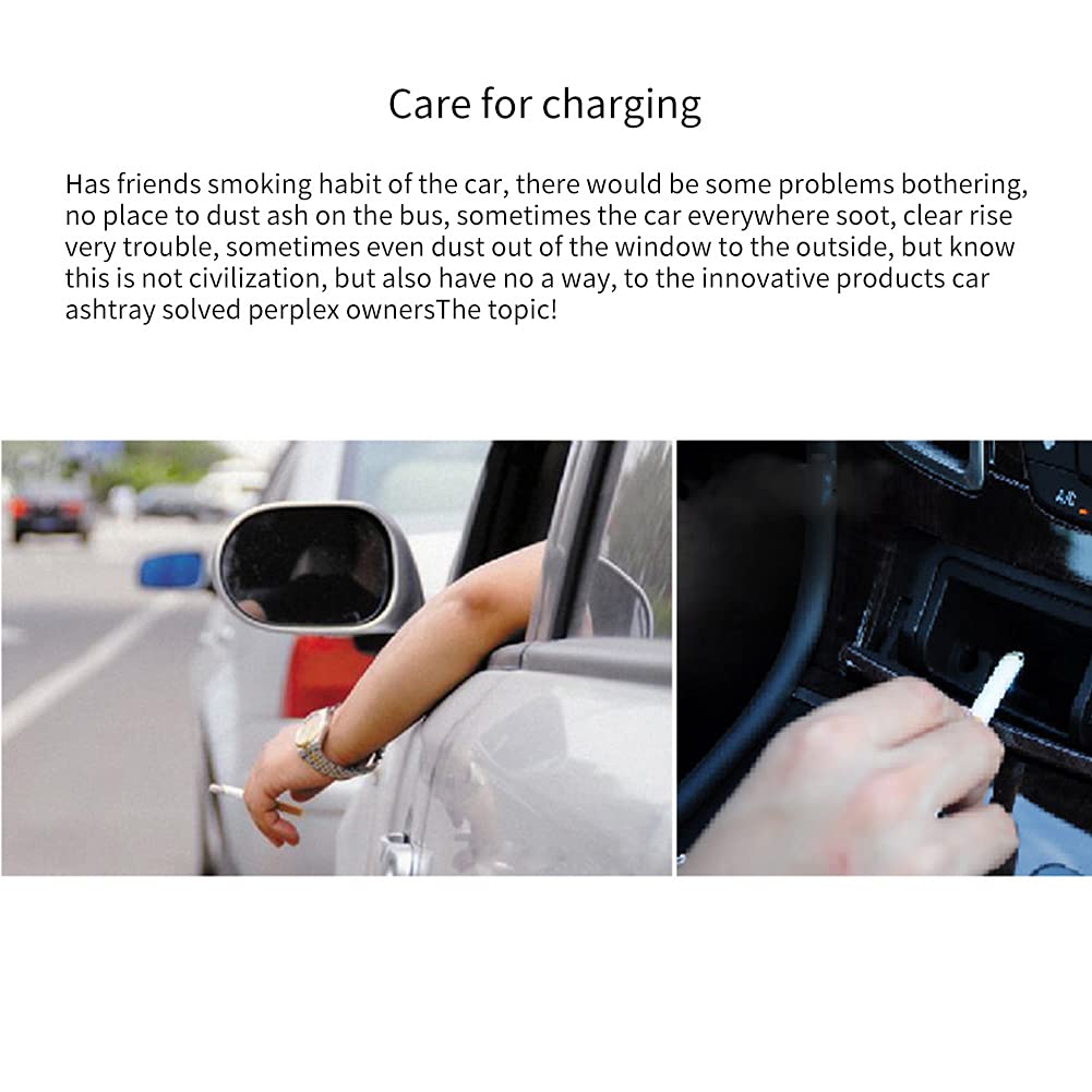 Mini Portable Car Ashtray, Blue LED Light for Dashboard Cigarette, Car Ashtray Holder Cup with Lid, Auto Cigarette Odor Remover and Smoke Diffuser with Indicator Silver