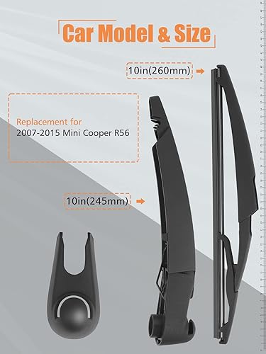 Miniatura 2 de Escobilla de brazo del limpiaparabrisas trasero  para Mini Cooper R56 2007-2015  Reemplazo del conjunto del limpiaparabrisas trasero MIKKUPPA