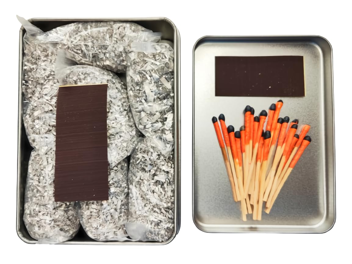 Emergency Fire Starter 6 Bags Magnesium 99.99% Pure Weatherproof Matches + Free Tin Box Camping Hiking Bushcraft Back Pack Survival