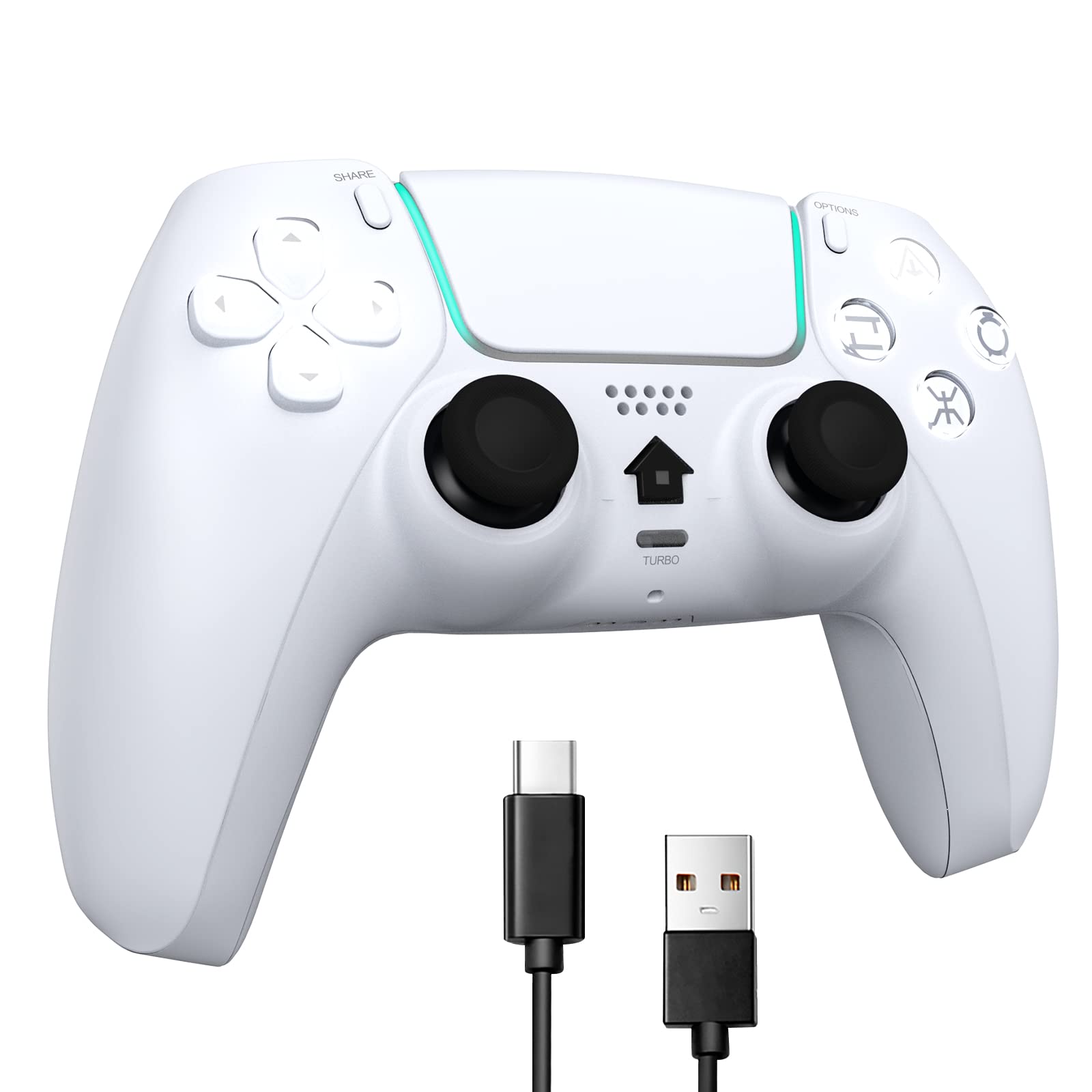 Amazon Smartree Ps4 コントローラー Dual Sense用 ワイヤレスコントローラー Turbo Hd振動 ゲームパット搭載 重力感応 イヤホンジャック 日本語取扱説明書 ホワイト ゲーム