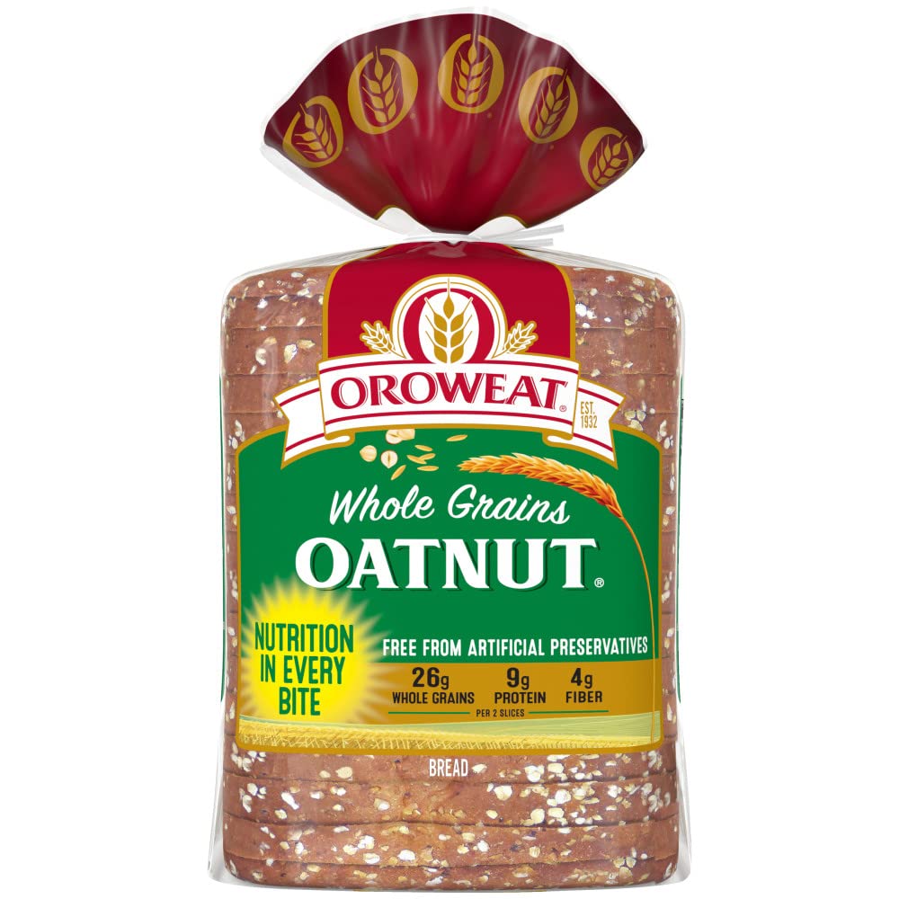 Oroweat Whole Grains Oatnut Bread, Bread Free From Artificial Colors, Flavors and Preservatives, 24 oz Loaf