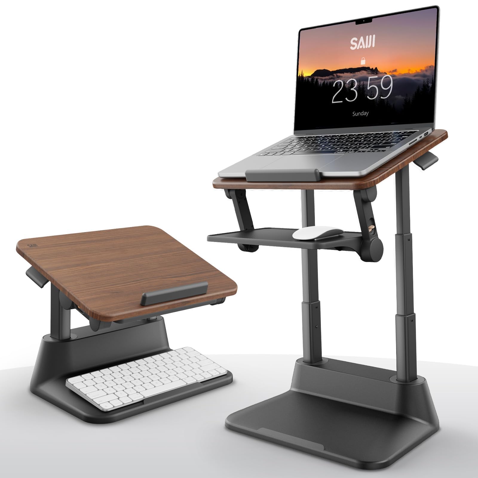 SAIJI Laptop Stand for Desk, Stable Standing Laptop Riser with Foldable Mouse Pad, Standing Computer Stand with 4 Adjustable Height Up to 20.47", MacBook Stand Fit All Laptops Under 17.3"