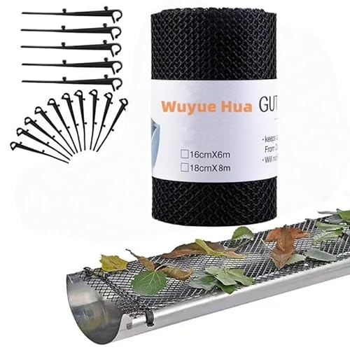 Plastic Gutter Guard,18CMX18M Heavy Duty Gutter Guards Mesh Leaf Guards for Gutters Leaf Filter 7" x 0.185" x 26.2 Feet(18cm x 8m)