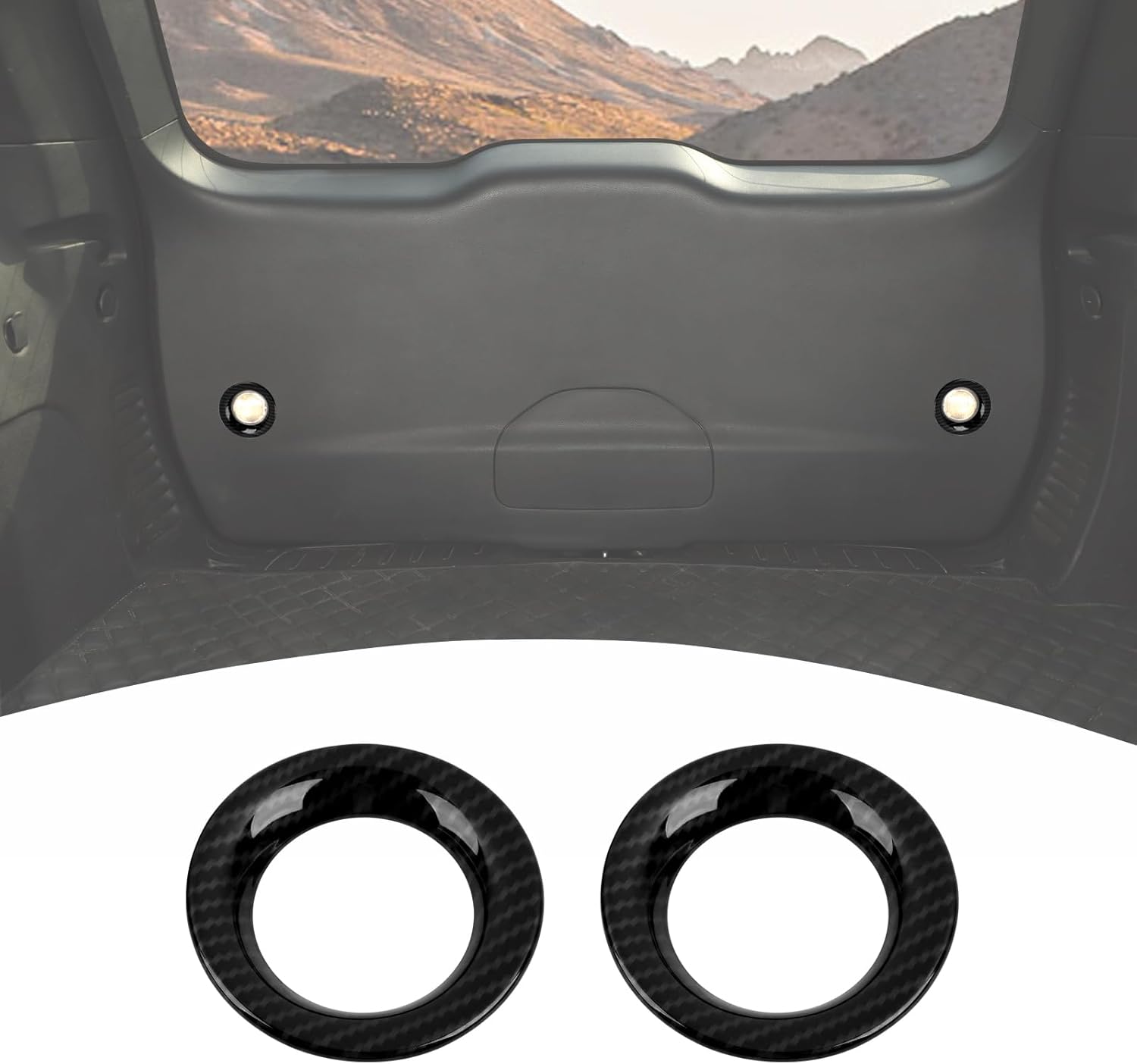 for Durango Cargo Light Cover Trim Ring for Dodge Durango 2011-Present Black Carbon Fiber Interior Accessories 2pcs