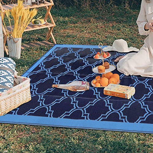 Maghosu Outdoor Rugs 5x8Ft, RV Rug Camping Rug,Outdoor Plastic Straw Rug Patio Rugs for Outdoors,Backyard, Deck, Picnic, Beach, Trailer(Navy Blue) - Image 7
