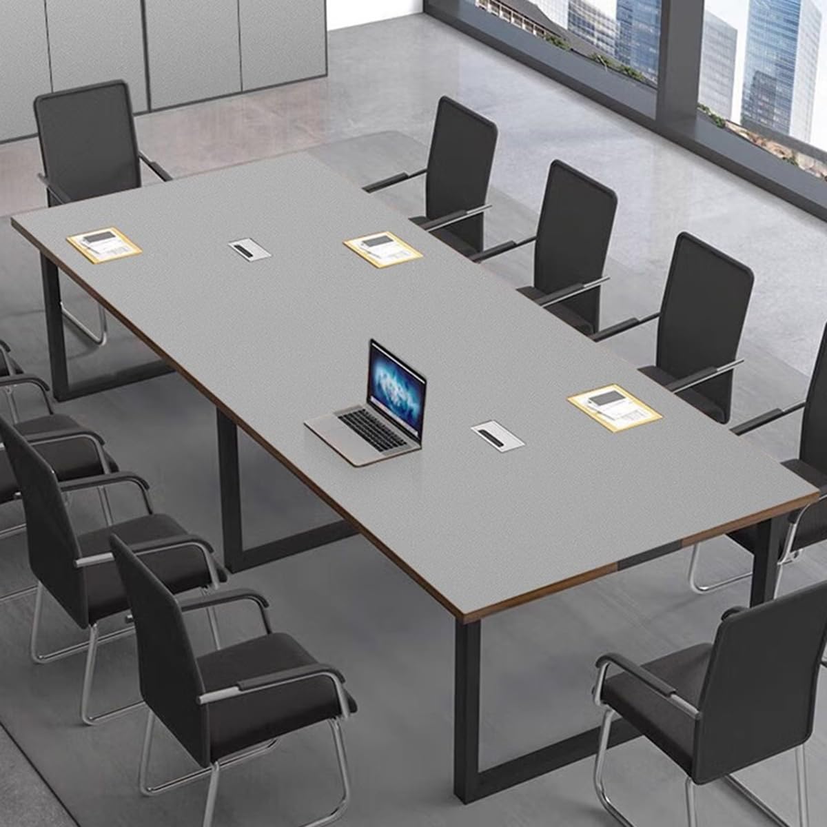 Sous-main de bureau Tapis de bureau en PU antidérapant Tapis de table de conférence Grand tapis de souris Gris 75 x 140 cm