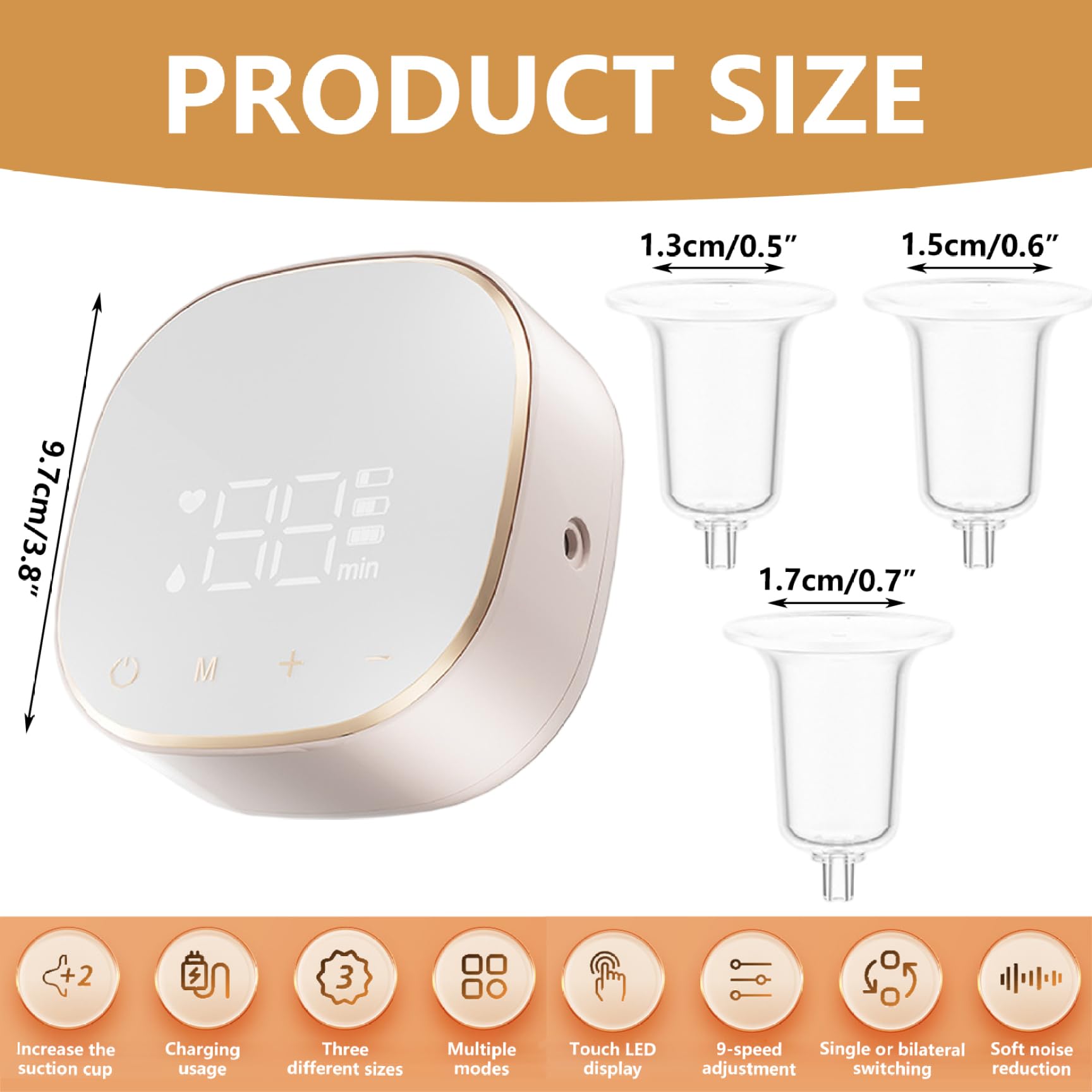 Correcteur de mamelons électrique à écran tactile LED avec 9 niveaux et 3 ventouses rechargeables pour femmes hommes et mamans