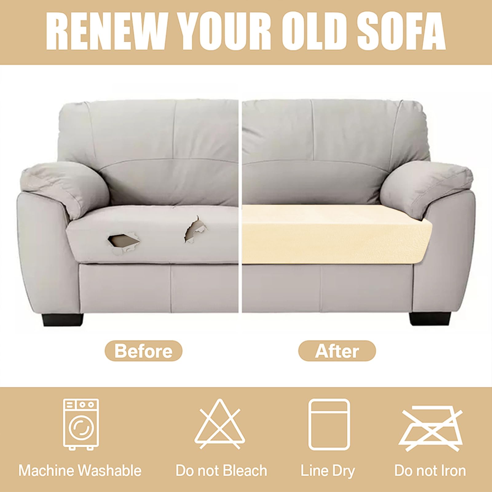 Teynewer Sofa Seat Cushion Cover, Sofa Cushion Slipcovers Stretch Velvet - Image 2