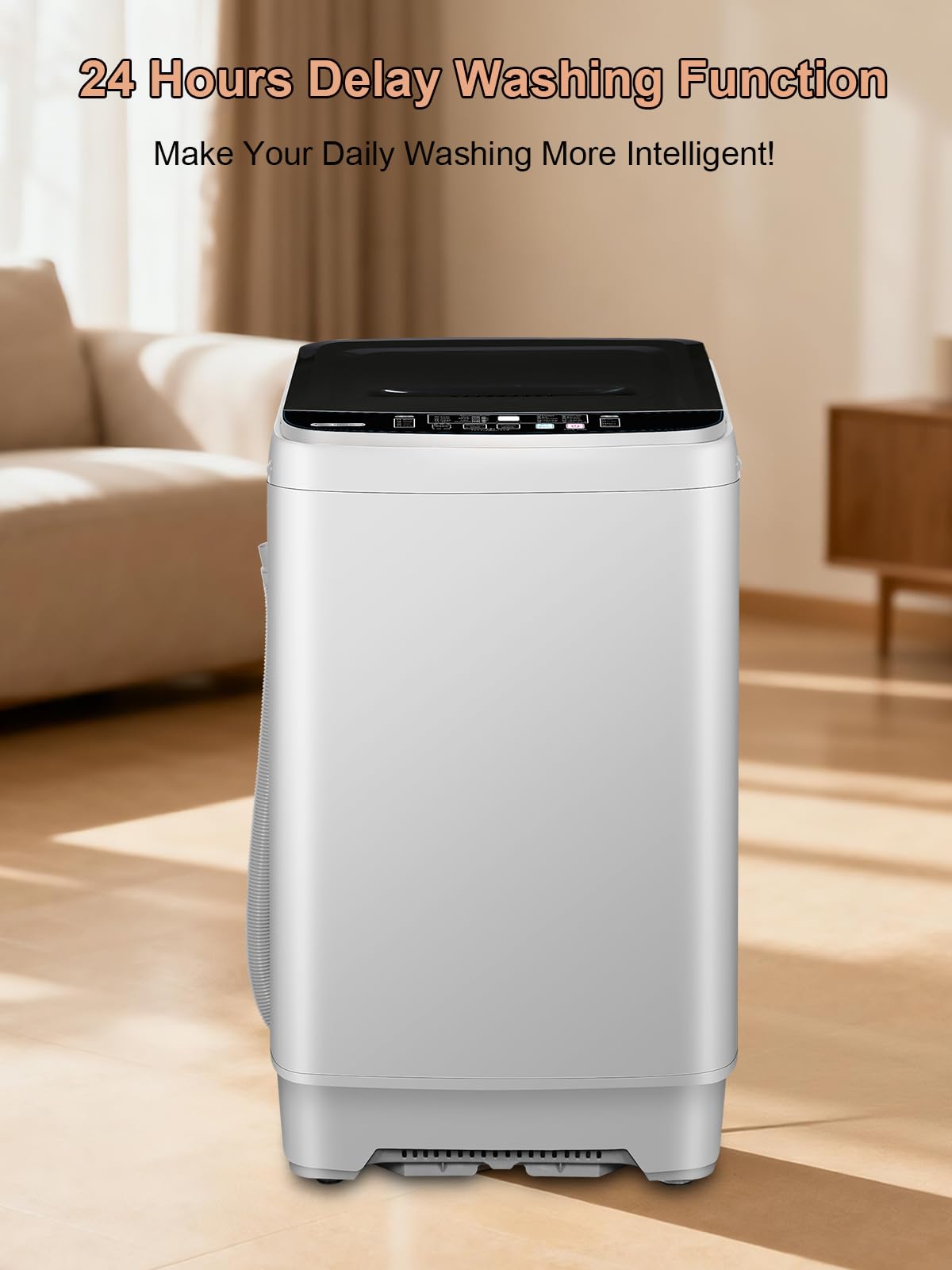 Full-Automatic Washing Machine with Drain Pump, 17.7 lbs Compact Washer, 10 Wash Program & 8 Water Level, Ideal for Apartment, Dorm, RV, GREY (KB02-GREY6)