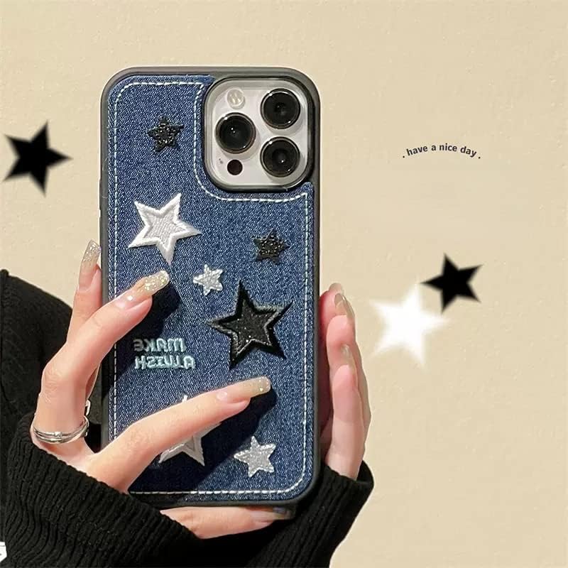 Miniatura 2 de Funda estética para teléfono Y2K Anime para mujer, compatible con iPhone 14 Pro Max, funda de mezclilla (D,iPhone 14)