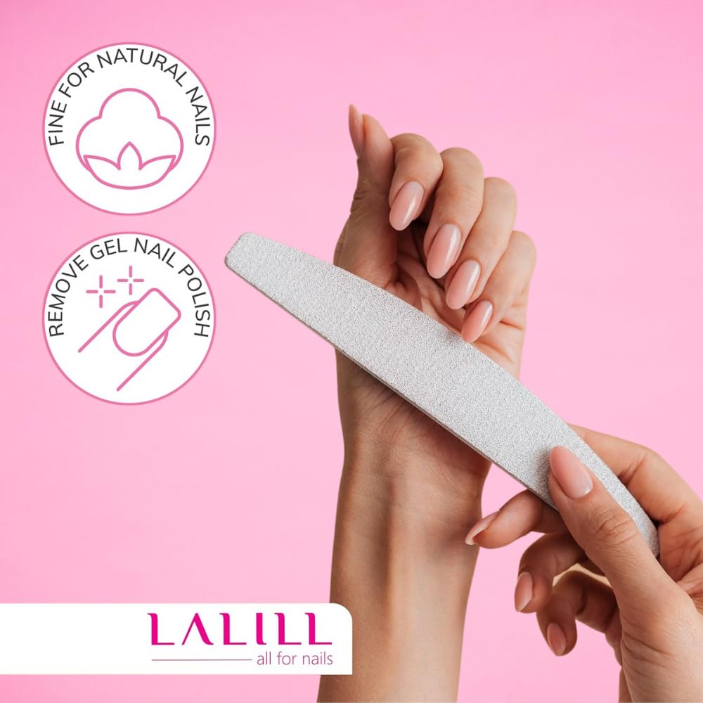 LALILL Pilnik do paznokci 100/180 ziarnistość 10 szt. – pilniki do paznokci żelowych – modelowanie paznokci hybrydowych, akrylowych i naturalnych – Zebra pilnik do manicure, bufer, profesjonalny i dla