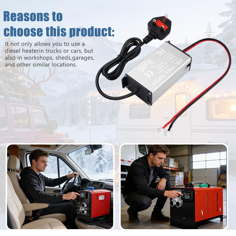 240V to 12V Power Converter Adapter, Diesel Heater 12V Power Supply Adapter, AC-to-DC Transformer for 5KW/8KW Diesel Parking Heater Transformer Power Converter for Indoor Use in RVs, Caravans — view 7