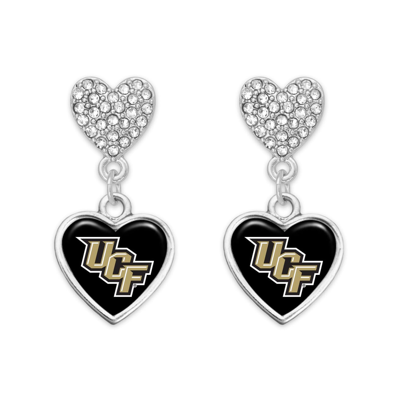 UCF Central Florida Knights Amara Silver Crystal Heart Earrings Jewelry Gift