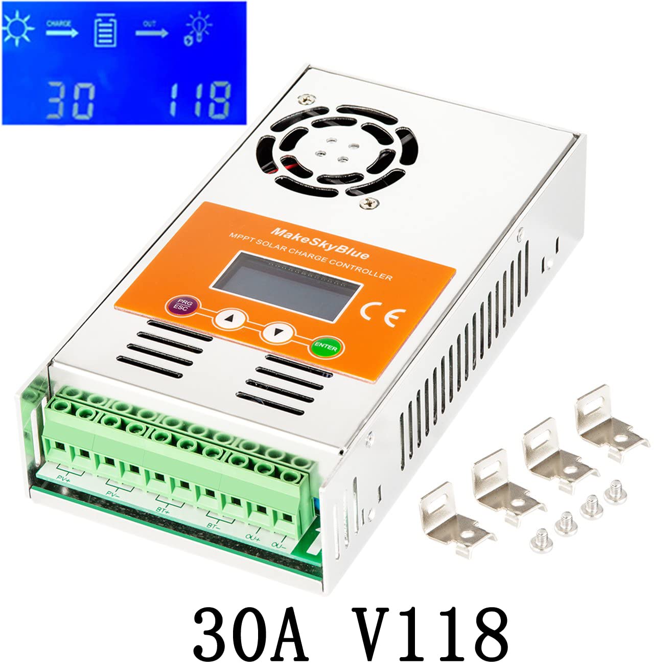 30 A Solar MPPT Laderegler, Max 160 V Leerlaufspannung 1200W PV Leistung, für 12V/24V/36V/48V Batterie Systeme (30A-V123)