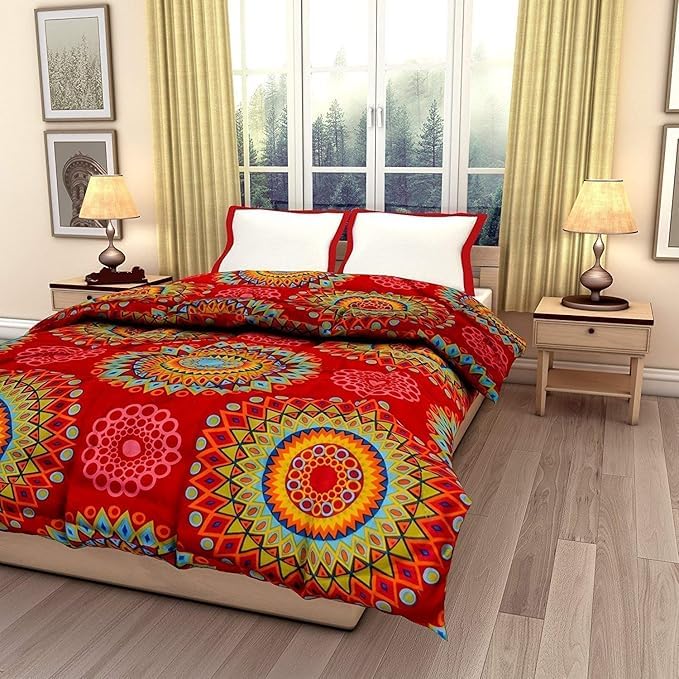 TEEJA Organic Dohar Microfiber Super Soft Heavy Warm Dohar Floral Embossed Design Light Weight Rajasthani Dohar Microfiber AC Blanket Single Bed (Single Bed, Rangoli)-image-45