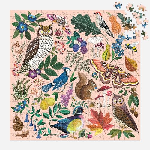Galison - Rompecabezas Nature in Autumn de 500 piezas para adultos | Ilustrado por Christine De Carvalho, fauna estacional, aves, desafiante, papel reciclado, tamaño terminado 20" x 20" miniatura 4
