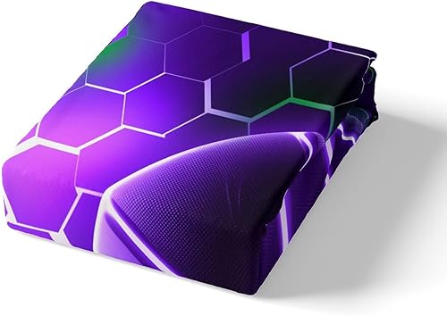 Miniatura 5 de Juego de funda de edredón de baloncesto morado para niños, tamaño matrimonial, funda de edredón hexagonal de panal con 2 fundas de almohada, juego