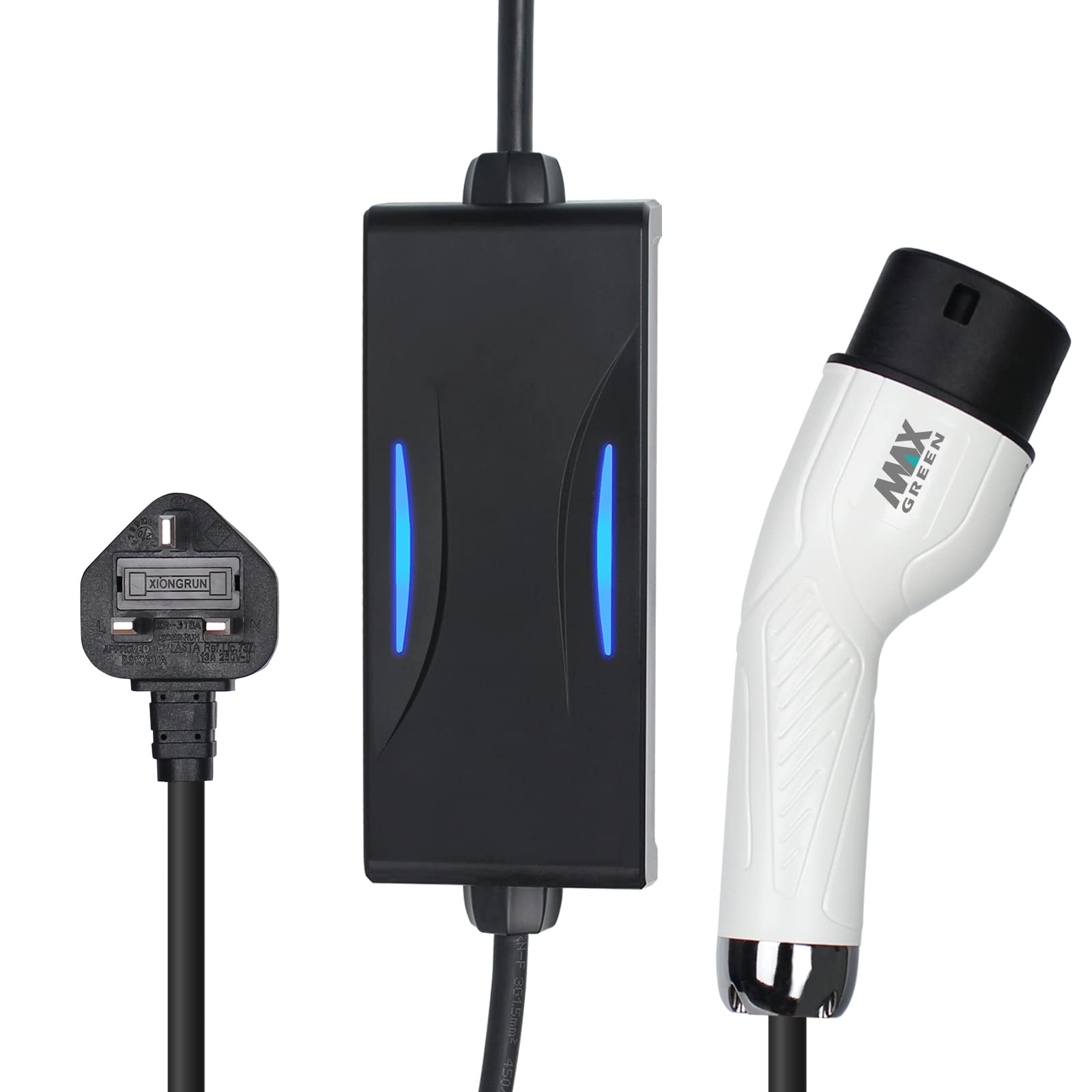 Buy MAX GREEN Portable EV Home Charger 2.3kW 7.5M UK Plug 3 Pin, Type 2