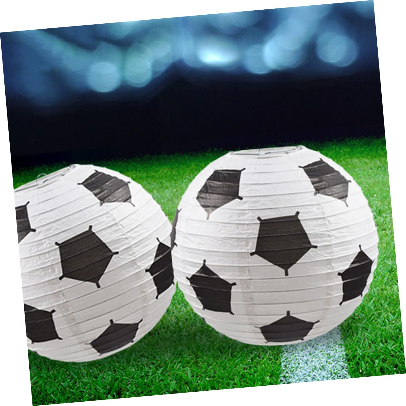 Veemoon 3 Sätze Fußball-papierlaterne Fußbälle Kinderfußball Hängend Sportzeitung Dekorativ Hochzeitsdeko Fußball-party-herzstücke Sportdekorationen Eisen Weiß 8 Stück * 3